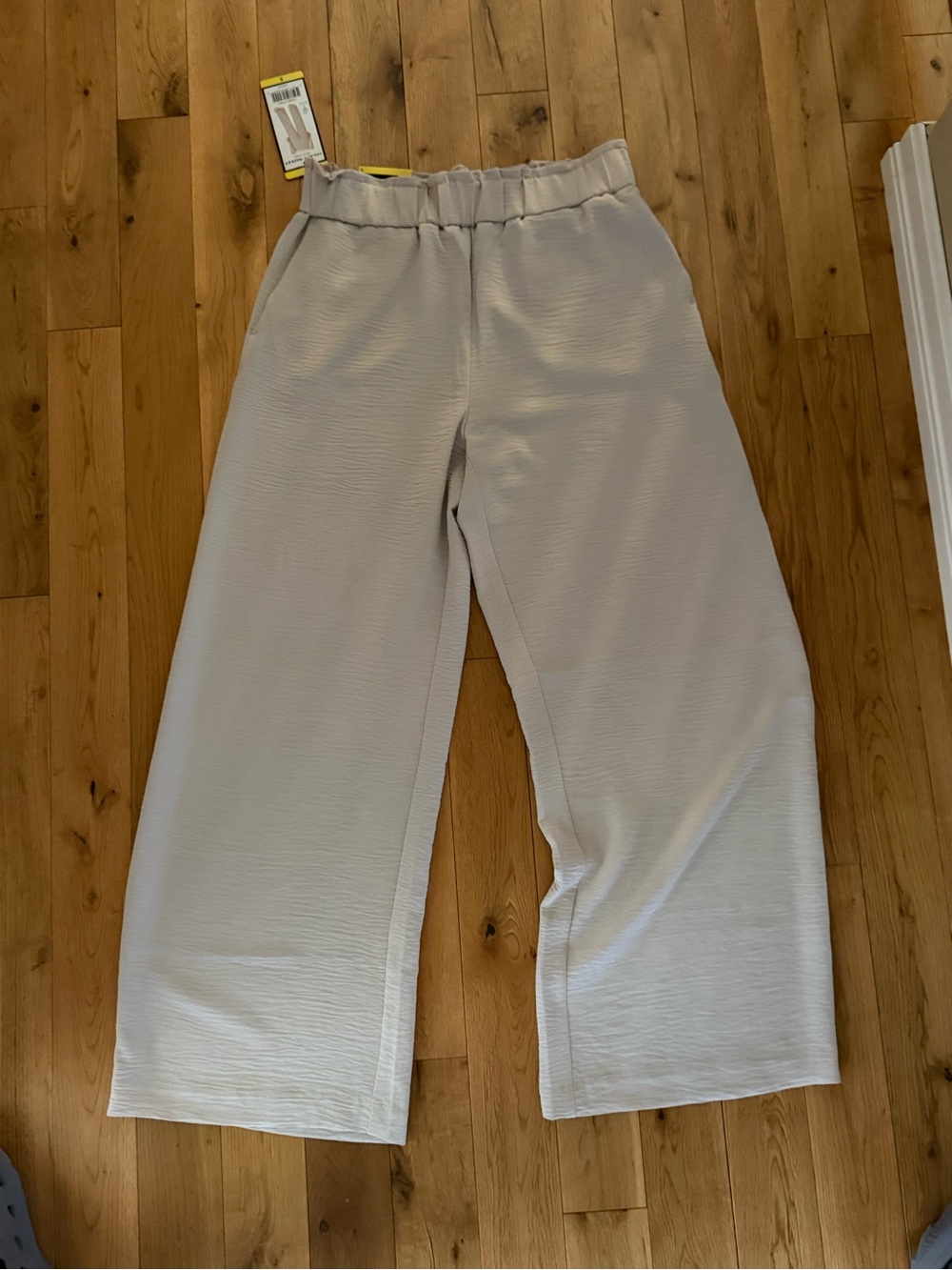 Hilary Radley Cream Wide-Leg Pull-On Pants